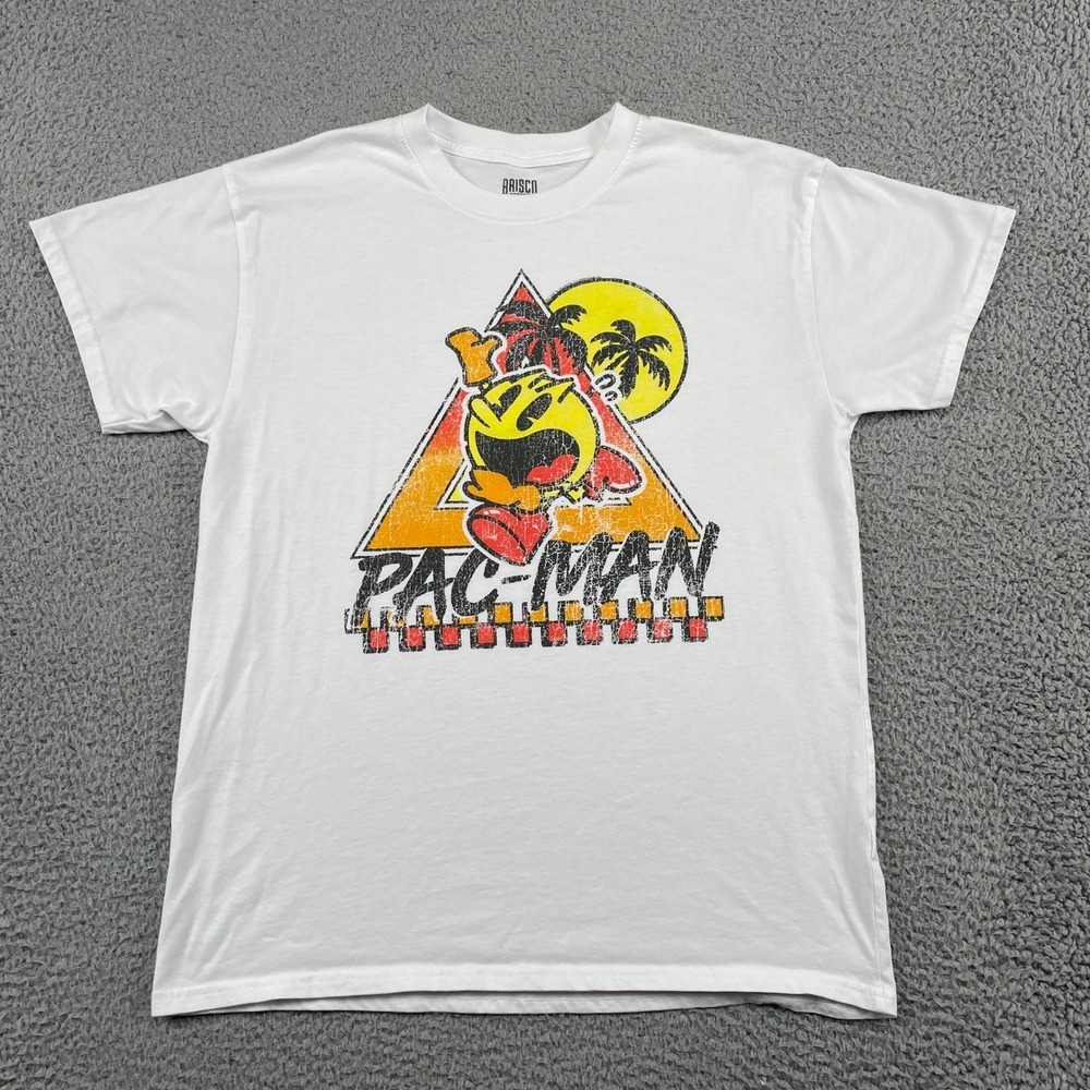 Pac-Man Tropical Graphic Short Sleeve Cotton Brisco Brands T-Shirt Mens M White